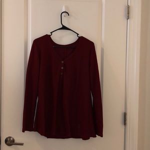 Wine Red Woven Long Sleeve